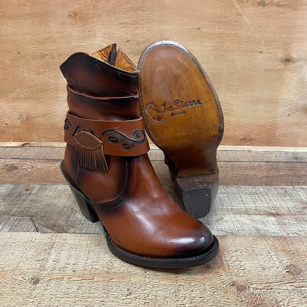 Women's Ankle Cowgirl Western Genuine Leather High Heel Boots with Zipper Est. 910
