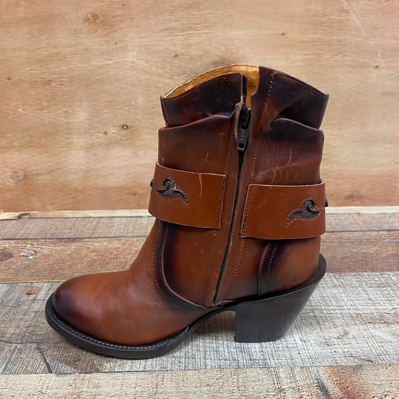 Women's Ankle Cowgirl Western Genuine Leather High Heel Boots with Zipper Est. 910