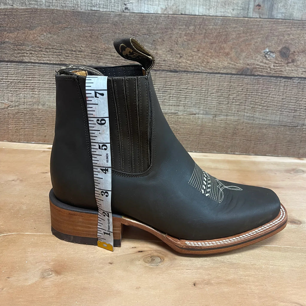 Men's Western Rodeo Ankle Boot Leather Sole Embroidered Design Genuine Crazy Leather