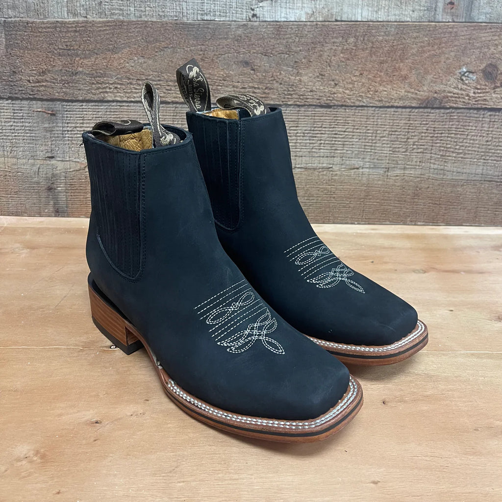 Men's Western Rodeo Ankle Boot Leather Sole Embroidered Design Est. 356