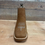 Men's Western Rodeo Ankle Boot Leather Sole Embroidered Est. 712 Camel