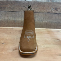 Men's Western Rodeo Ankle Boot Leather Sole Embroidered Est. 712 Camel