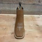 Men's Western Rodeo Ankle Boot Leather Sole Embroidered Est. 712 Camel