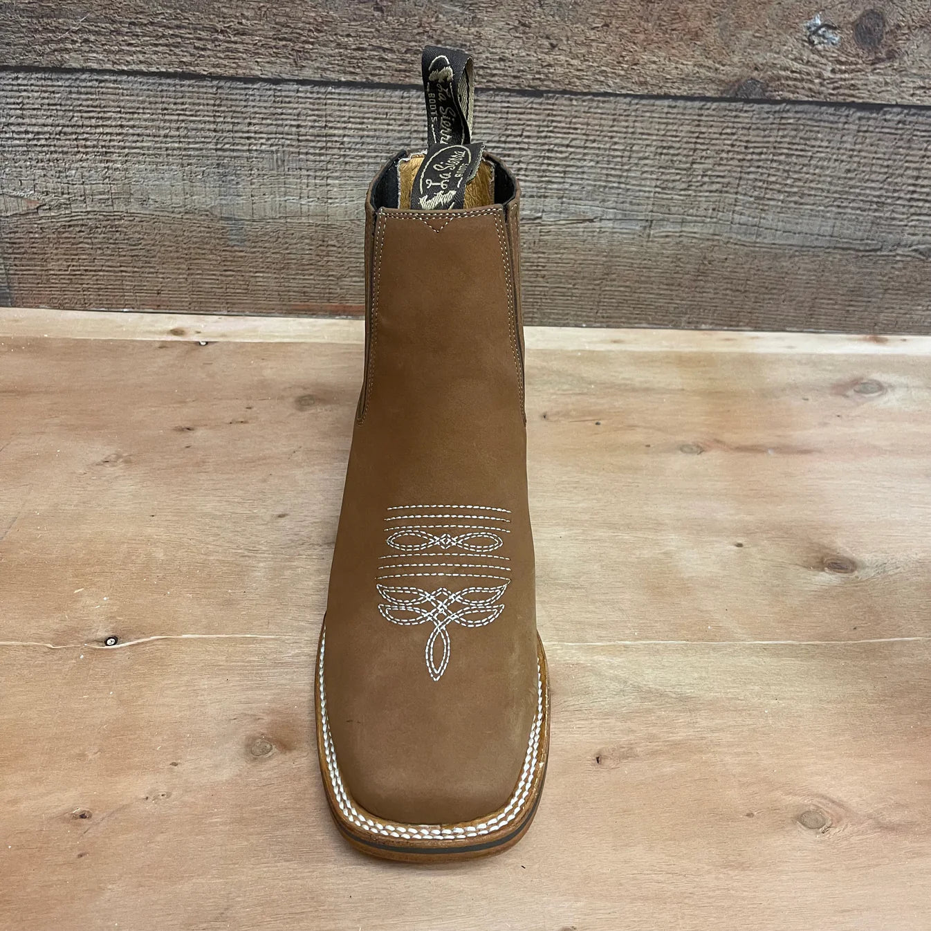 Men's Western Rodeo Ankle Boot Leather Sole Embroidered Est. 712 Camel