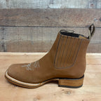 Men's Western Rodeo Ankle Boot Leather Sole Embroidered Est. 712 Camel