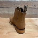 Men's Western Rodeo Ankle Boot Leather Sole Embroidered Est. 712 Camel