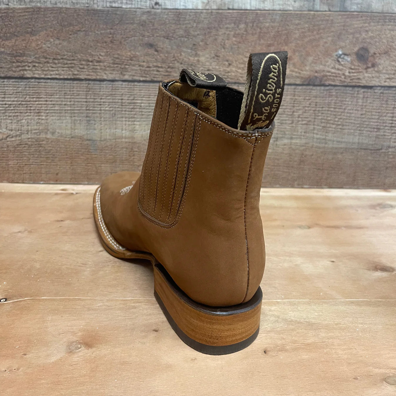 Men's Western Rodeo Ankle Boot Leather Sole Embroidered Est. 712 Camel