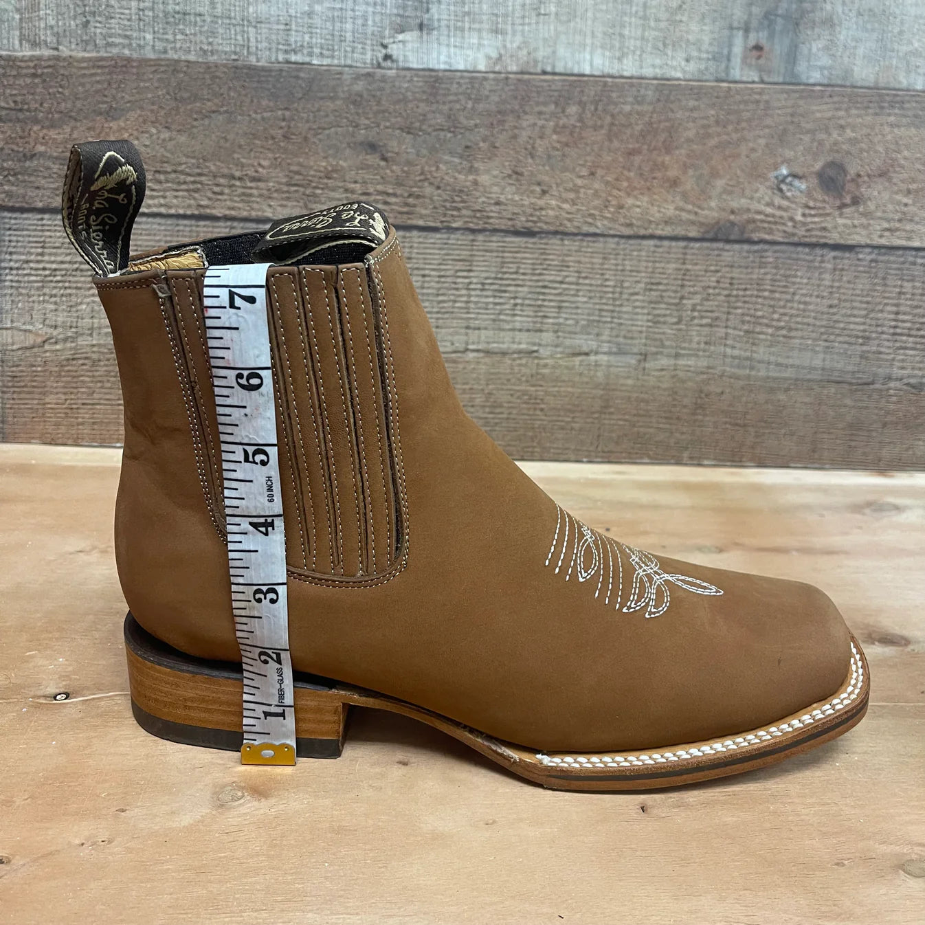 Men's Western Rodeo Ankle Boot Leather Sole Embroidered Est. 712 Camel