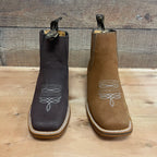 Men's Western Rodeo Ankle Boot Leather Sole Embroidered Est. 712 Camel