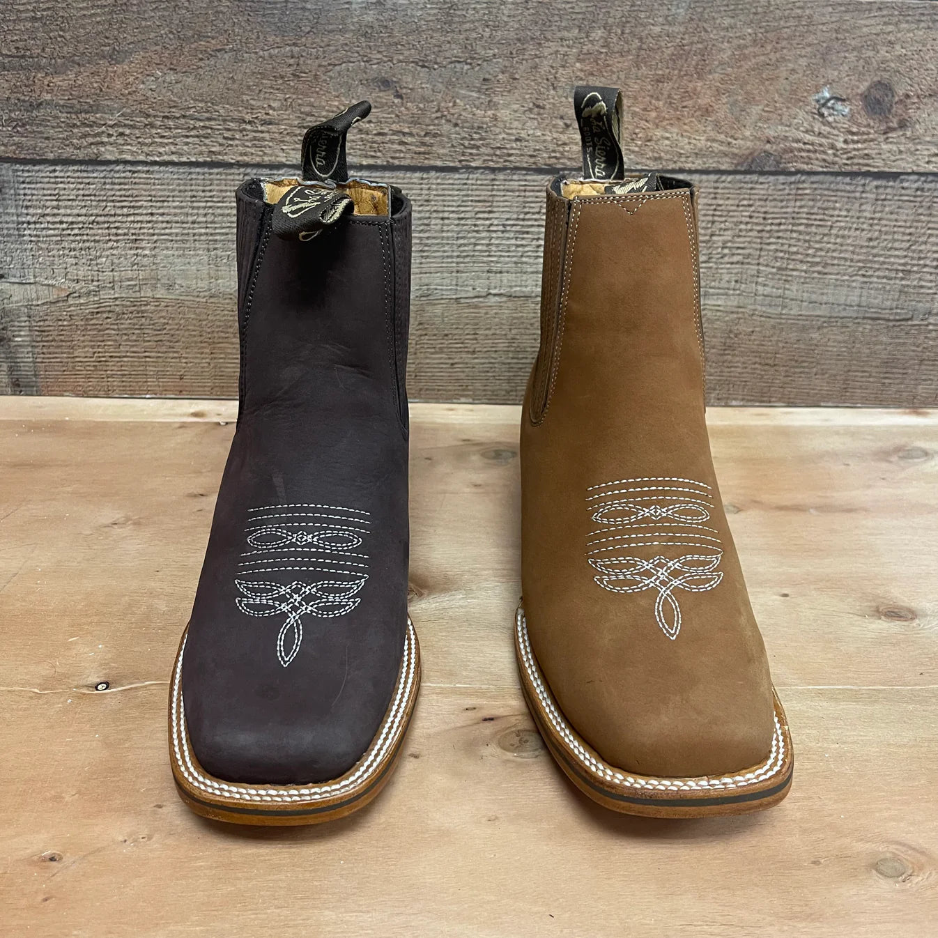 Men's Western Rodeo Ankle Boot Leather Sole Embroidered Est. 712 Camel