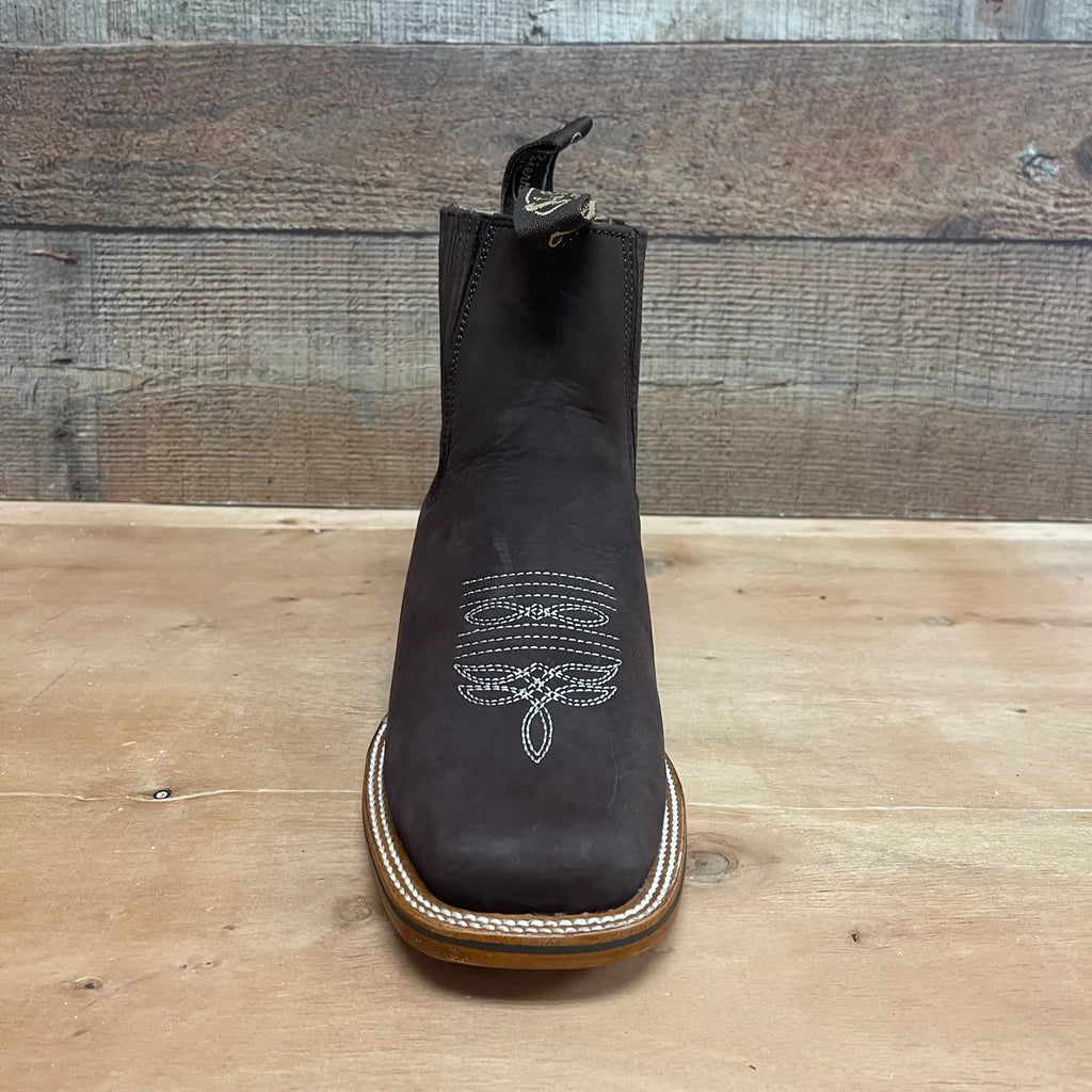 Men's Western Rodeo Ankle Boot Leather Sole Embroidered Est. 712 Moka