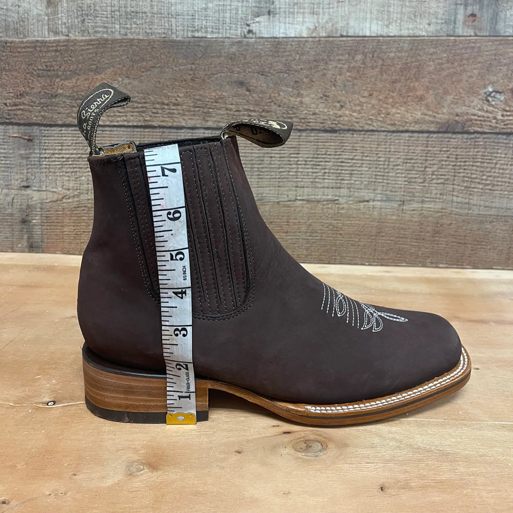Men's Western Rodeo Ankle Boot Leather Sole Embroidered Est. 712 Moka