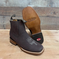 Men's Western Rodeo Ankle Boot Leather Sole Embroidered Est. 712 Moka