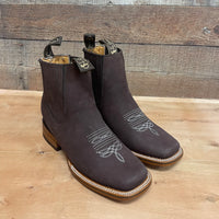 Men's Western Rodeo Ankle Boot Leather Sole Embroidered Est. 712 Moka