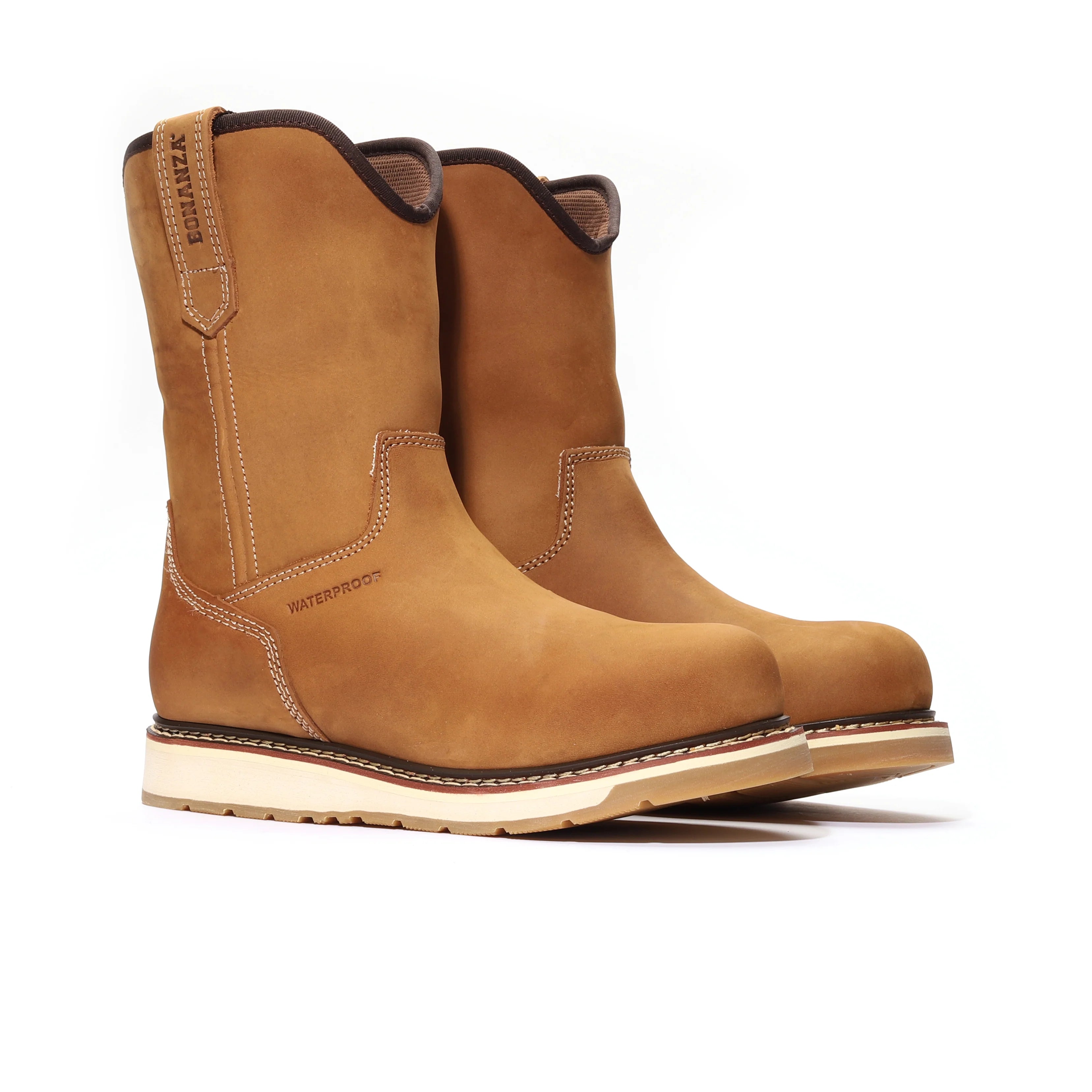 Bonanza Highland Dual 10” Wellington Waterproof Work Boots – Tan