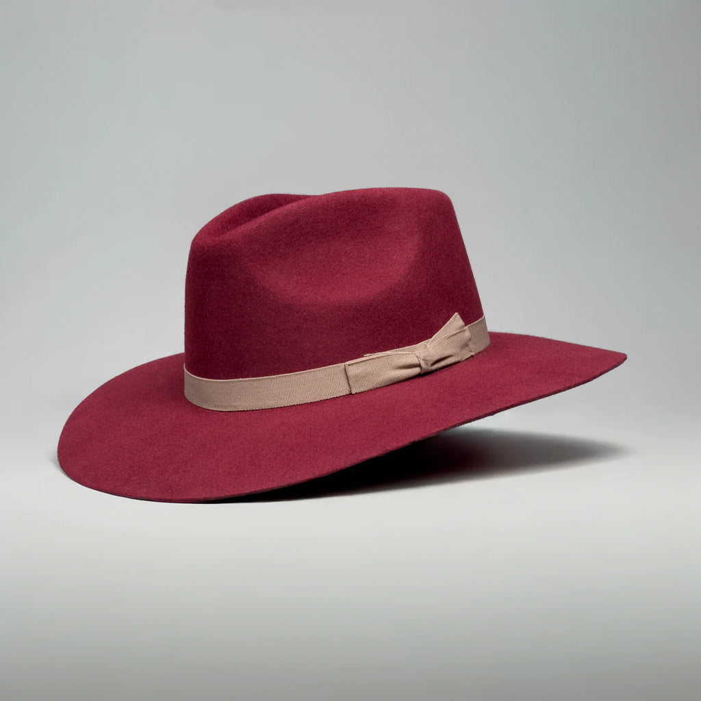 Men’s Rodeo Cartie T50X Indiana Style Texana Cowboy 50% Wool  Felt Hat - Wine