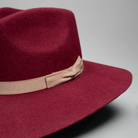 Men’s Rodeo Cartie T50X Indiana Style Texana Cowboy 50% Wool  Felt Hat - Wine