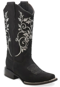 Women´s Silverton Jennifer All Leather Wide Square Toe Boots-Black