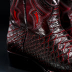 Close-up of genuine python snakeskin leather texture
