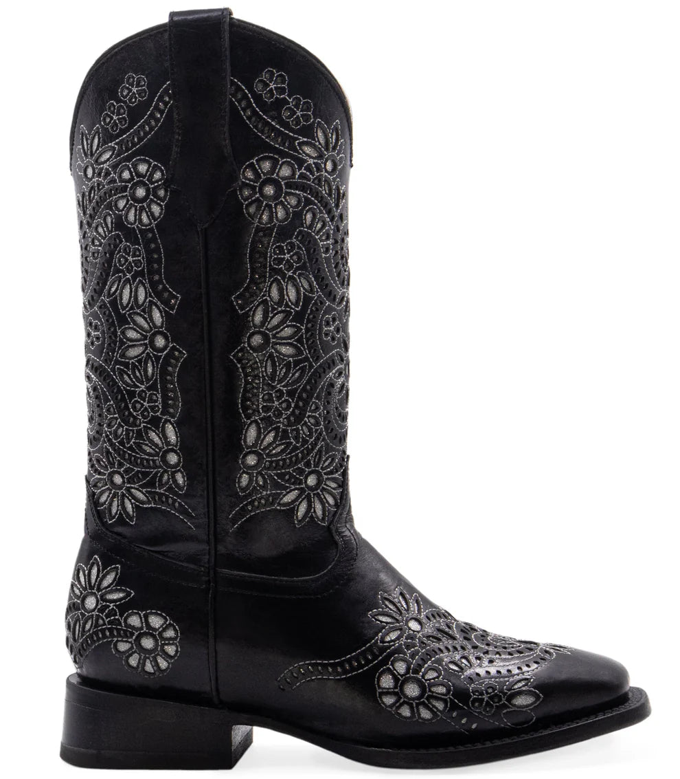 Women´s Silverton Celina All Leather Wide Square Toe Boots-Black