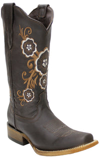 Women´s Silverton Linda All Leather Square Toe Boots-Chocolate