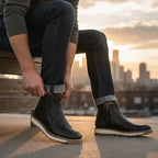 White Diamonds Men's Woven Leather Zip Ankle Boots – Black
