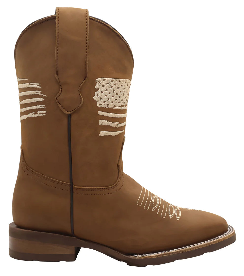 Women´s Silverton Patriot Lady All Leather Wide Square Toe Boots-Tobacco