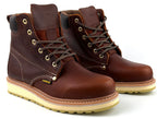 Patron Men’s Lace-Up Work Boots, Leather with Wedge Sole, Round Toe - Light Brown