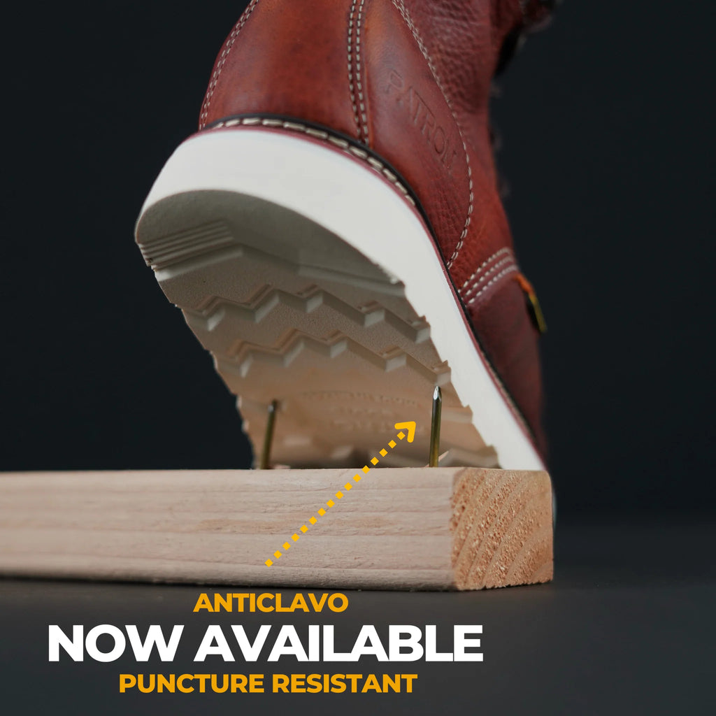 Patron Men’s Lace-Up Work Boots, Leather with Puncture-Resistant Wedge Sole, Moc Toe - Light Brown