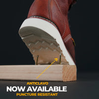 Patron Men’s Lace-Up Work Boots, Leather with Puncture-Resistant Wedge Sole, Moc Toe - Light Brown