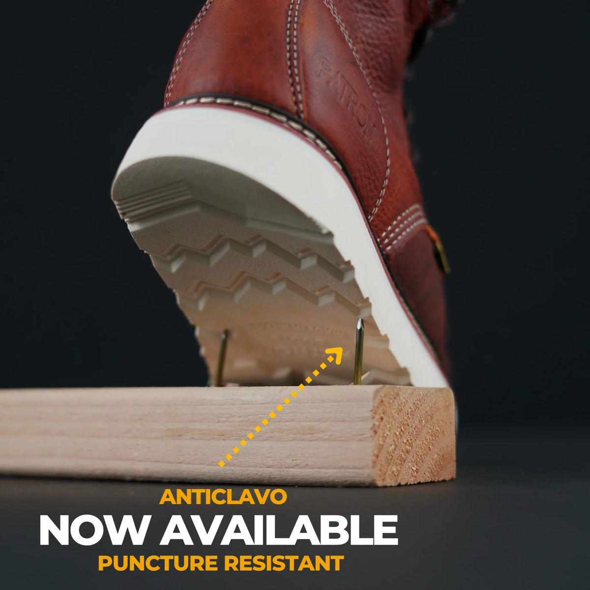 Patron Men’s Lace-Up Work Boots, Leather with Puncture-Resistant Wedge Sole, Moc Toe - Light Brown