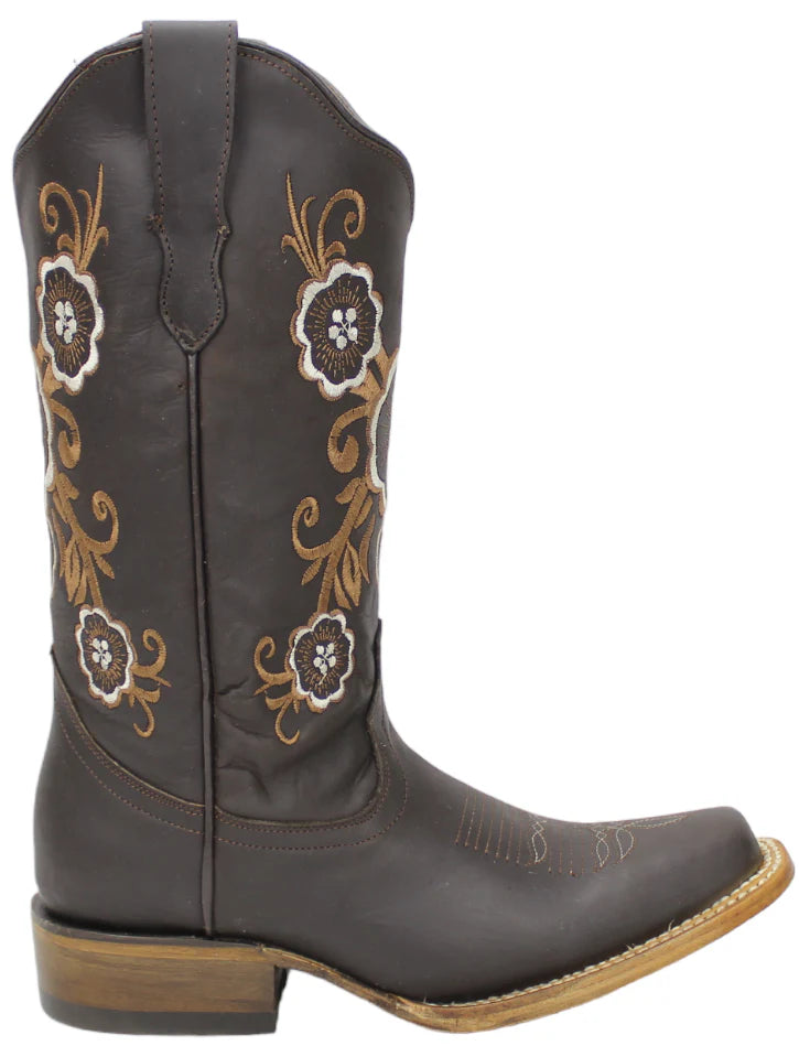 Women´s Silverton Linda All Leather Square Toe Boots-Chocolate