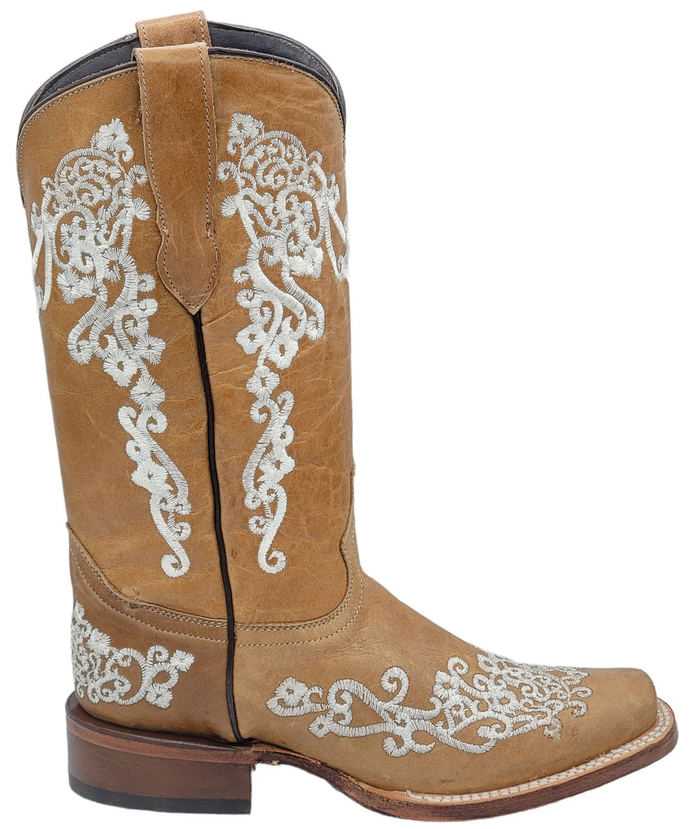 Women´s Silverton Diana All Leatner Square Toe Boots-Beige