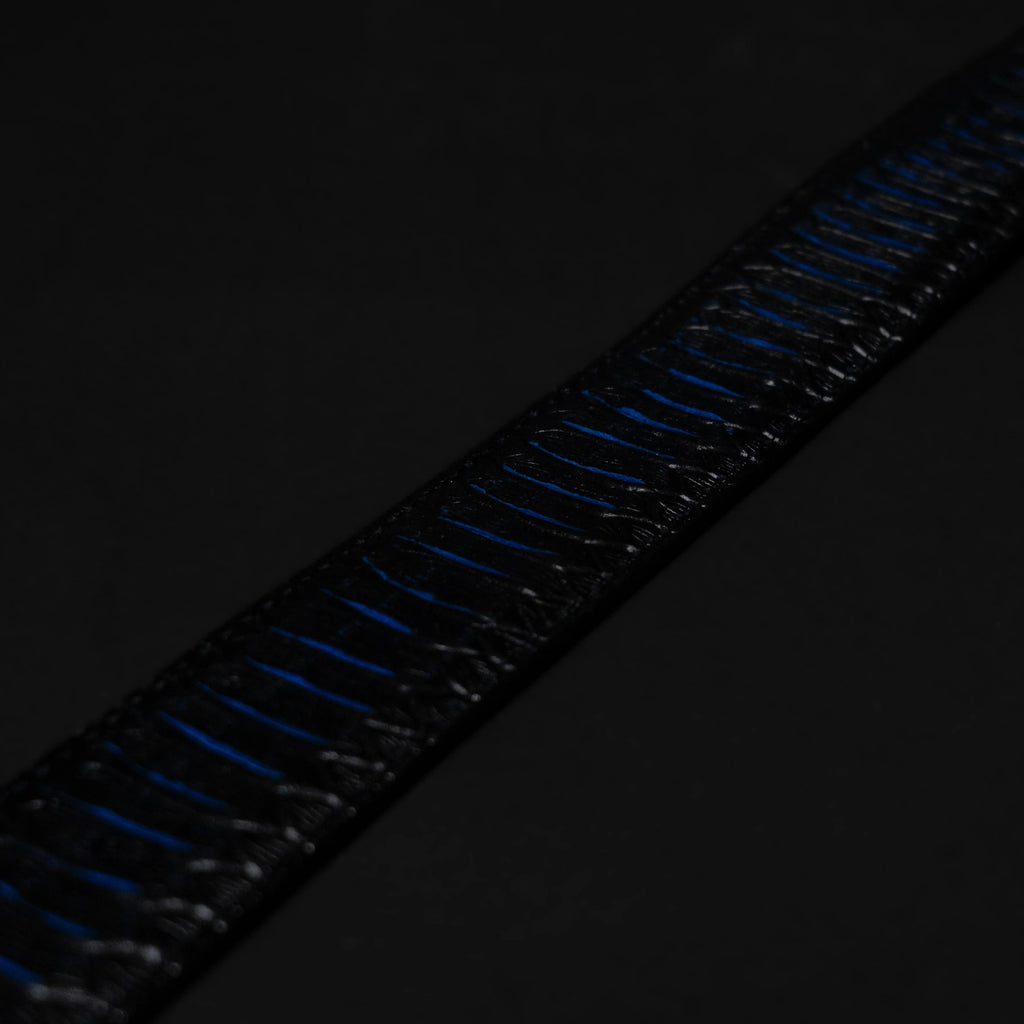 Python Snakeskin Print Western Belt with Removable Buckle - Blue