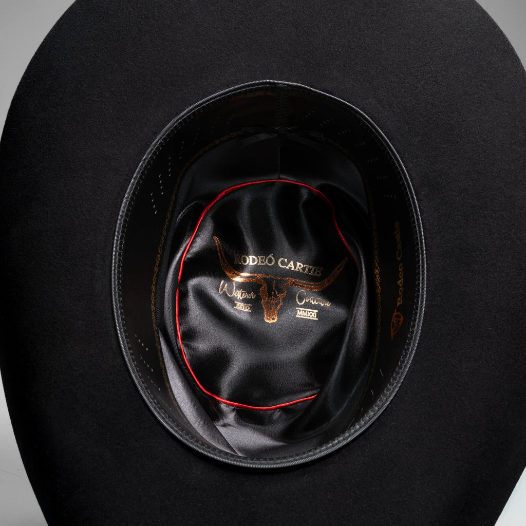 Men’s Rodeo Cartie 100X Sinaloa Style Western Cowboy Fur Felt Hat - Black