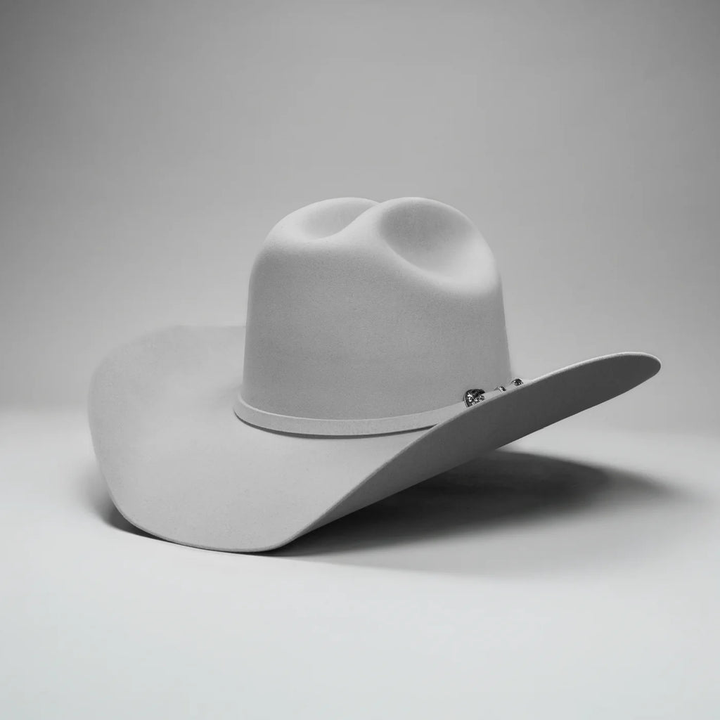 Men’s Rodeo Cartie 50X Sinaloa Style Texana Cowboy Fur Felt Hat - Silver