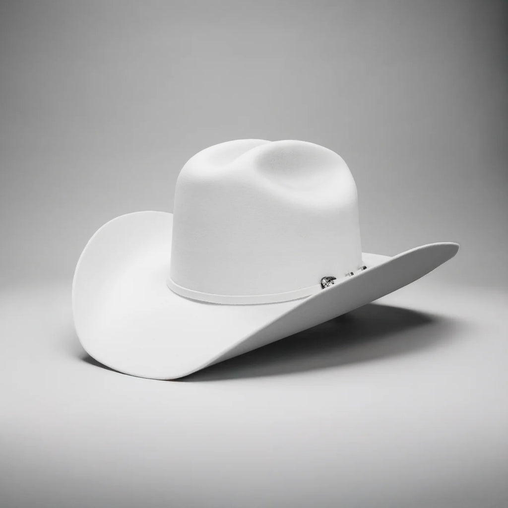 Men’s Rodeo Cartie 100X Sinaloa Style Western Cowboy Fur Felt Hat - White