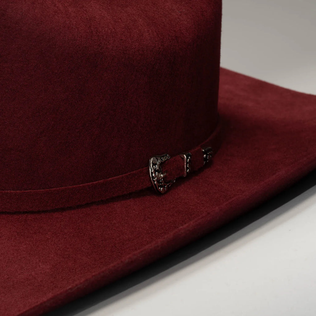 Men’s Rodeo Cartie 50X Texas Style Texana Cowboy Fur Felt Hat - Wine