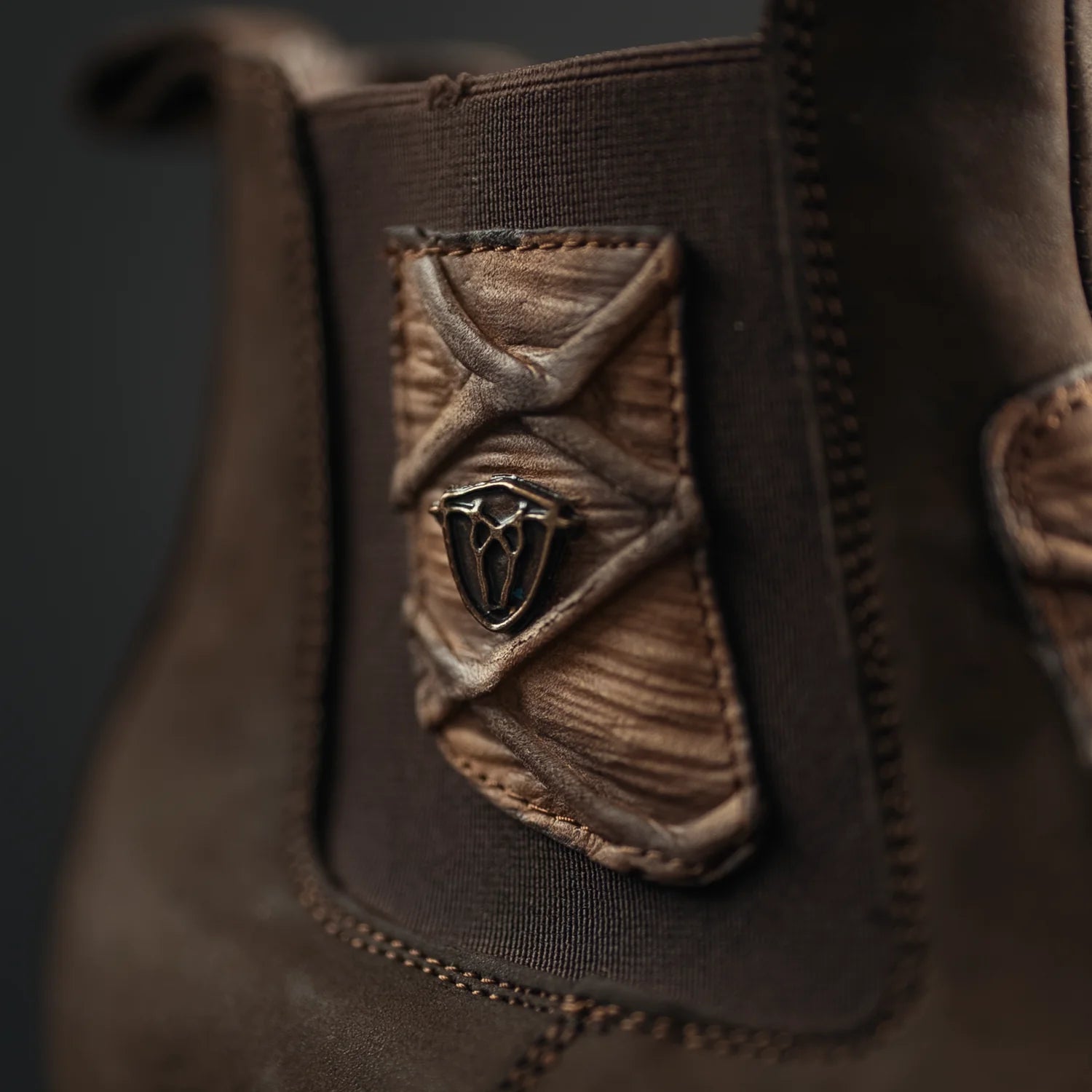 Men’s Rodeo Cartie Genuine Leather Pirarucu Fish Print Square Toe Ankle Boots - Oryx