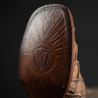 Men’s Rodeo Cartie Genuine Leather Pirarucu Fish Print Square Toe Ankle Boots - Oryx