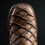 Men’s Rodeo Cartie Genuine Leather Pirarucu Fish Print Square Toe Ankle Boots - Oryx