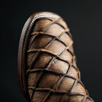 Men’s Rodeo Cartie Genuine Leather Pirarucu Fish Print Square Toe Ankle Boots - Oryx