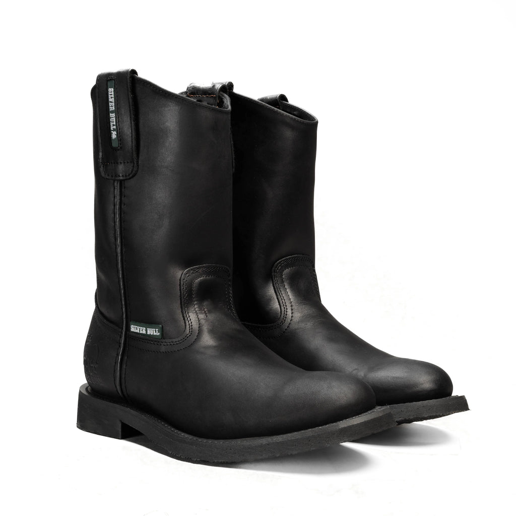 Silver Bull Leather PU SB-800 Rubber Sole Work Boots – Black