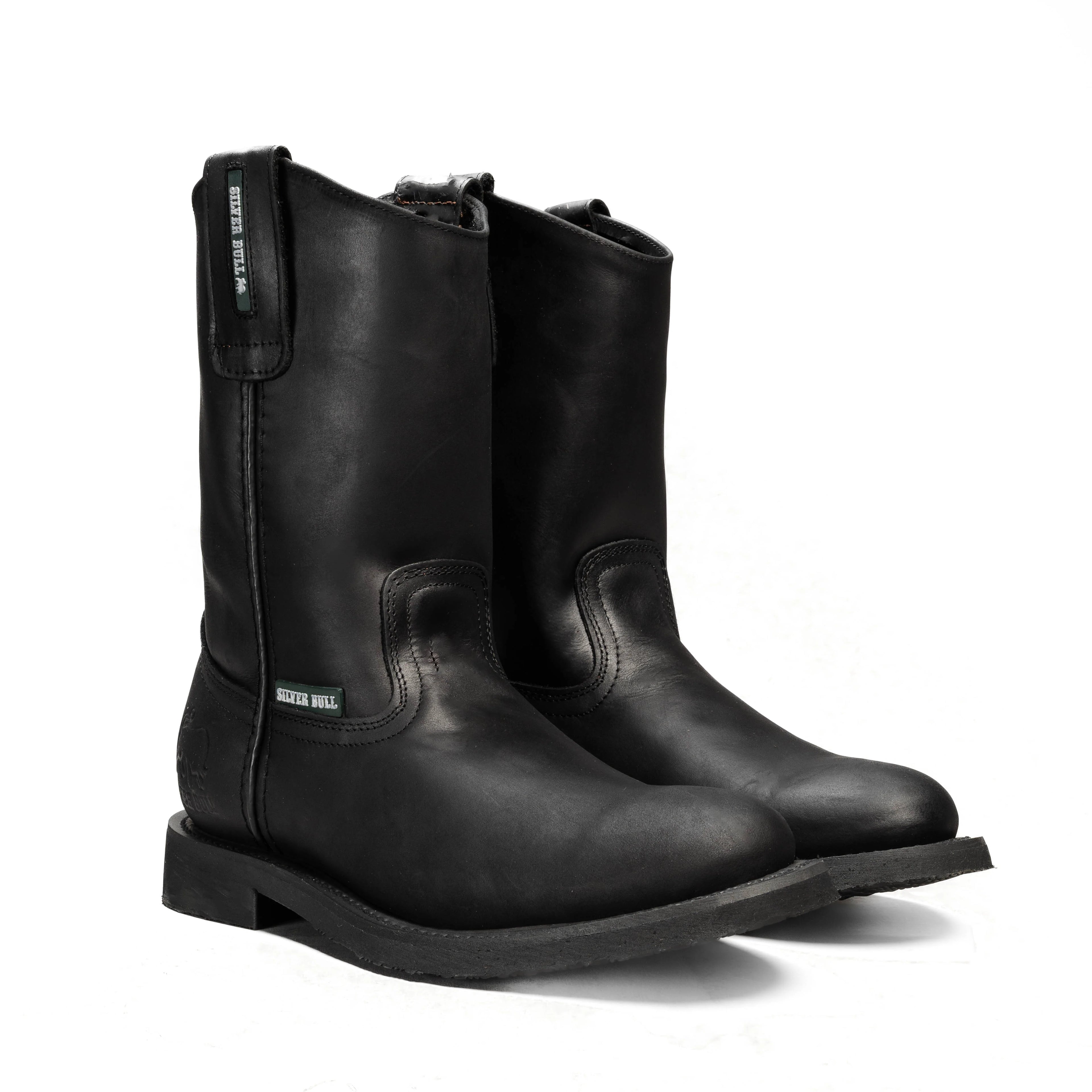 Silver Bull Leather PU SB-800 Rubber Sole Work Boots – Black
