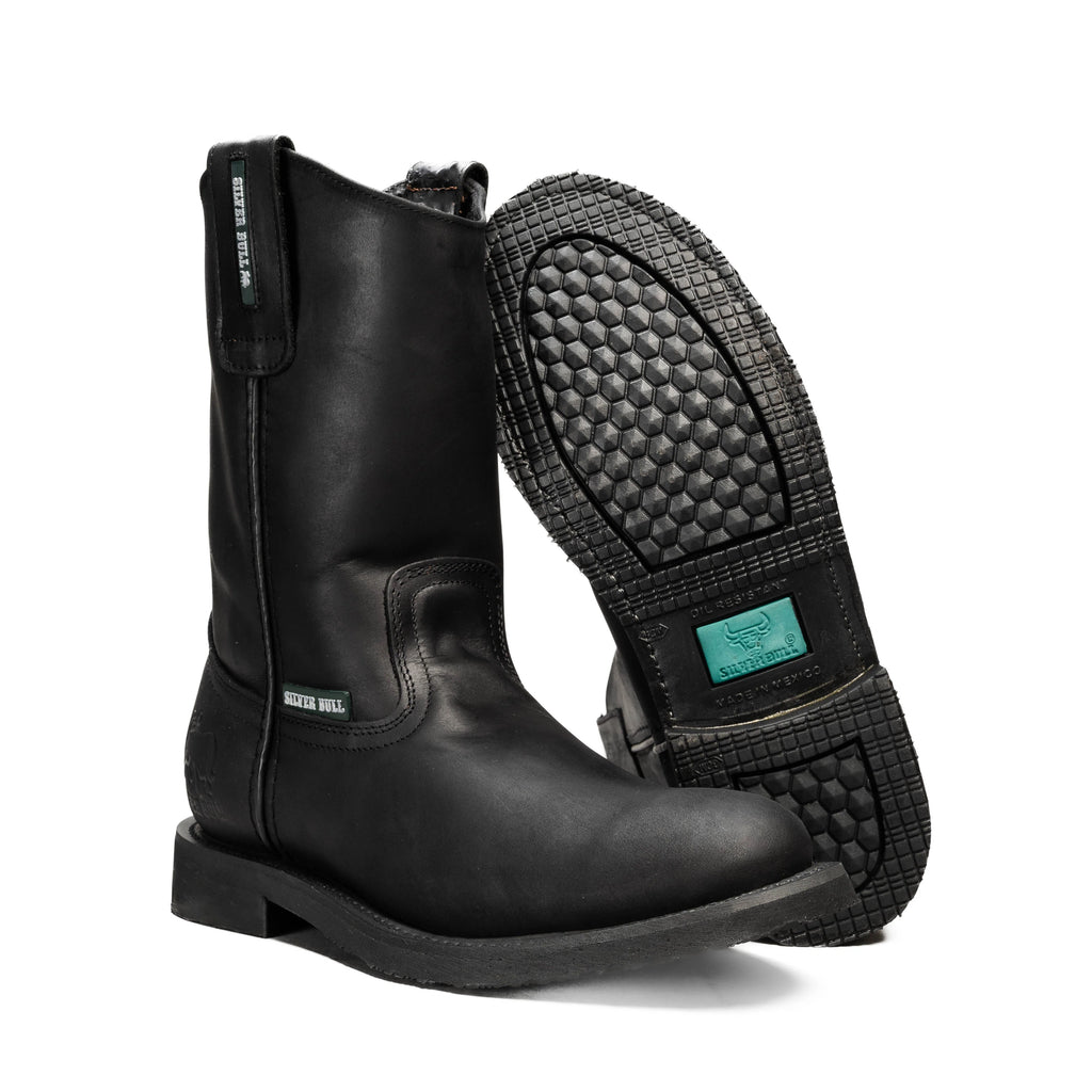 Silver Bull Leather PU SB-800 Rubber Sole Work Boots – Black