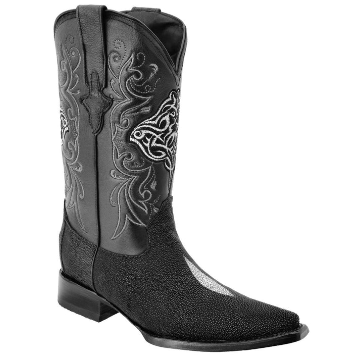 White Diamonds Men's Genuine Stingray Snip Toe Cowboy Boots – Black