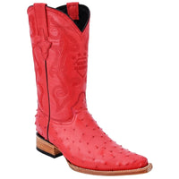 White Diamonds Men's Ostrich Print 3X Toe Cowboy Boots – Red