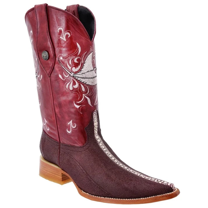 White Diamonds Men's Stingray Print 3X Toe Cowboy Boots – Wine