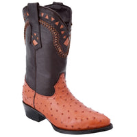 White Diamonds Men's Genuine Ostrich Original 900 Cowboy Boots – Cognac