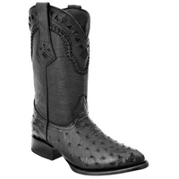 White Diamonds Men's Genuine Ostrich Original 900 Cowboy Boots – Black